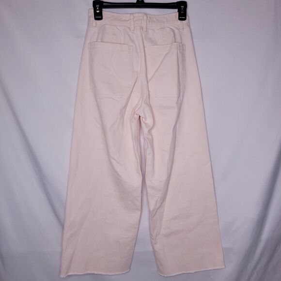 Rebecca Taylor Cropped Jeans 24 Pink High Rise Wide Leg - Picture 2 of 13